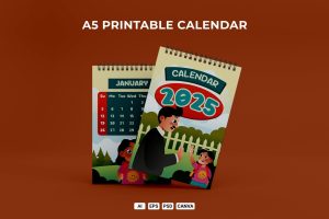 School Desk Calendar 2025 Template