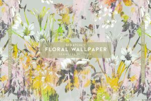 Scratched Floral Wallpaper