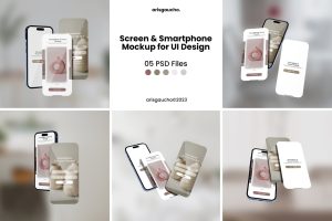 Screen and Smartphone Mockup for UI Design