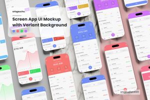 Screen App UI Mockup with Variant Background
