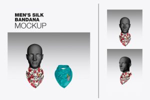 Set Casual Men’s Silk Bandana Mockup