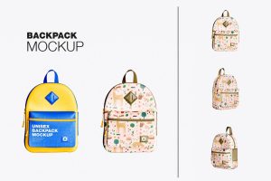 Set Child Backpack Mockup