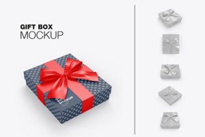 Set Glossy Gift Box Mockup