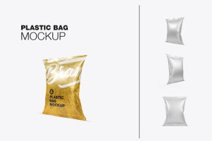 Set Matte Plastic Chips bag mockup