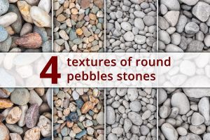 Set of 4 Textures of Round Pebble Stones