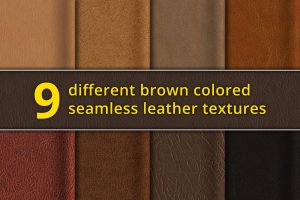 Set of 9 seamless brown leather textures