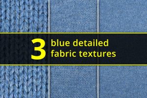 Set of high resolution 3 blue fabric textures