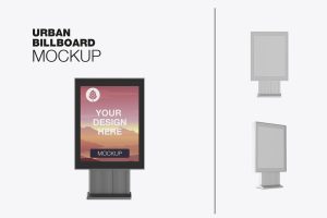 Set Outdoor Kiosk Advertisement Mockup