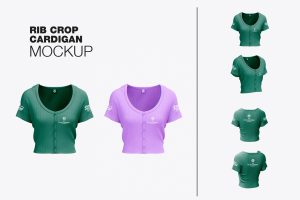 Set Rib Crop Cardigan Mockup