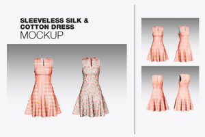 Set Sleeveless Silk & Cotton Dress Mockup