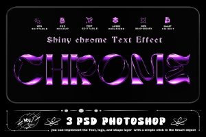 Shiny Chrome Text Effect 3 PSD