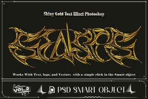 Shiny Gold Text Effect PSD Template Photoshop