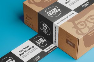 Shipping Box With Tape Mockup