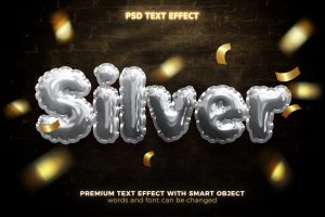 Silver Balloon Foil 3D Text Effect
