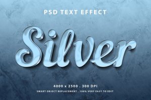 Silver glossy text effect