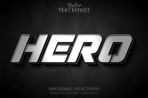 Silver Text Effect, Editable Metallic Style
