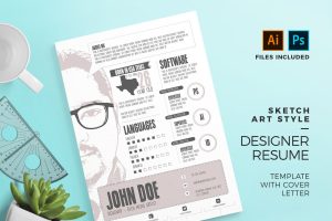 Sketch Art Style Resume Template & Cover Letter