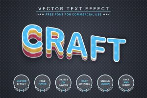 Slice paper – editable text effect, font style