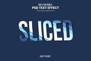 Sliced – Blue Sliced Pile of Paper Text Effect