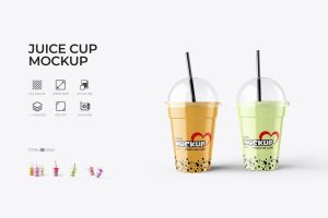 Smoothie Plastic Juice Cup PSD Mockup