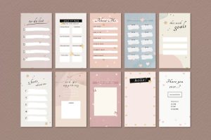 Social media story challenge template set vector