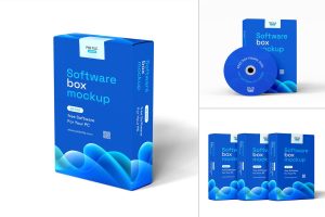 Software Box with Compact Disk Mockup Set