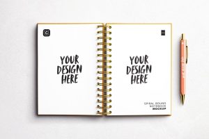 Spiral Bound Notebook Opened Mockup