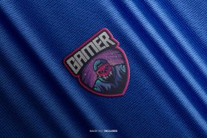Sport fabric embroidery mascot logo mockup
