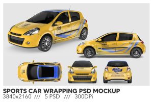 Sports Car Wrapping PSD Mockup