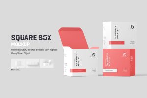 Square Box Mockup Set