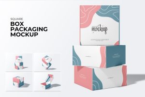 Square Box Packaging Mockup