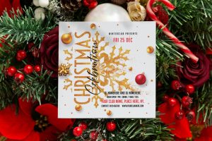 Square Card Mockup on a Christmas Background