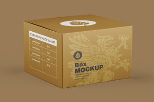 Square Cardboard Box Mockup
