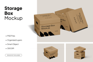 Square Cardboard Box Mockup