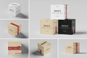 Square Carton Box Mockup