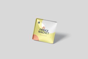 Square Fridge Magnets Mockups