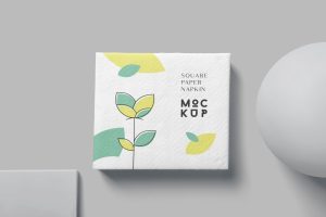 Square Paper Napkin Mockups
