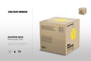 Square Papper Box Mockup
