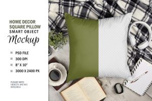 Square Pillow Mockup Sublimation Flatlay