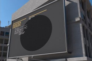 Squared Poster on Wall Outdoors Mockup