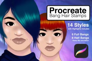 Stamp Hair Brushes for Procreate (Bang Stamps)