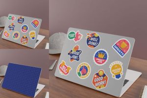Sticker Mockup on Laptop