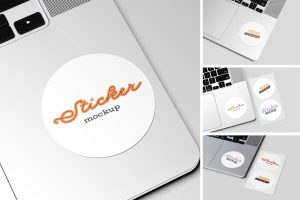 Sticker on Laptop Mockup