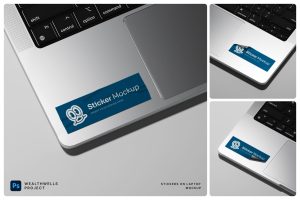 Stickers on Laptop Mockup