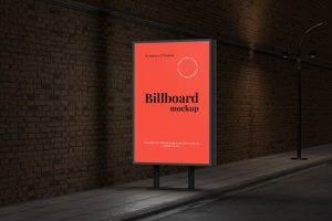 Street Advertisement Vertical Billboard Mockup
