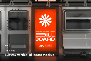 Subway Vertical Billboard Mockup