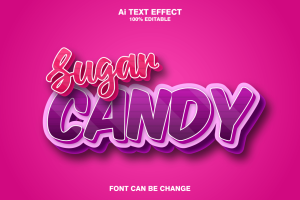 sugar candy 3d text effect