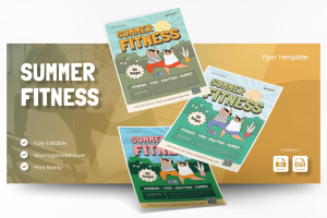Summer Fitness Challenge Flyer Ai & EPS Template