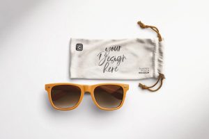 Sunglasses Mockup with Pouch Bag