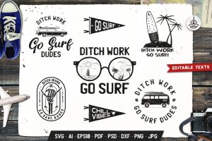 Surfing Retro Logos Designs, Beach TShirt Prints
